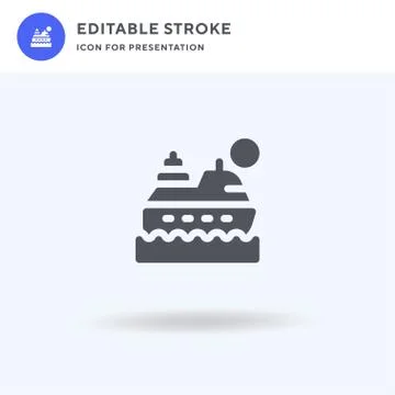 Cruise Ship icon vector, filled flat sign, solid pictogram isolated on white Stock Illustration