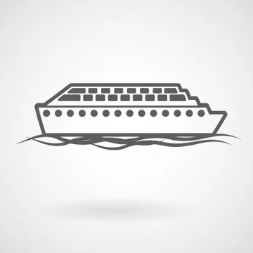 Cruise ship icon on white background, vector Stock Illustration