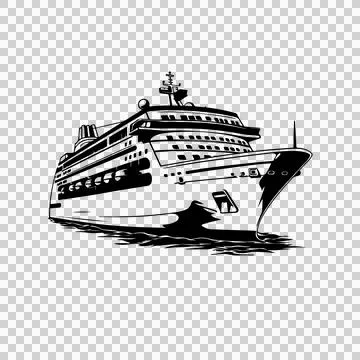 Cruise Ship Large On Water Surface sailing hull deck mast Stock Illustration