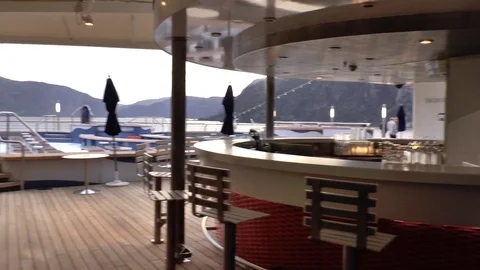 Cruise Ship Lido Deck, Bar And Smoking Area Stock Footage 86874770