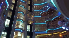 Inside of cruise ship, atrium and shoppi, Stock Video