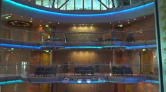 Inside of cruise ship, atrium and shoppi, Stock Video