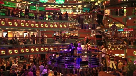 Cruise ship lounge busy crowds P HD 0984 Stock Footage 7766593