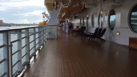 Cruise ship mid deck looking right v2 Stock Footage 71129994