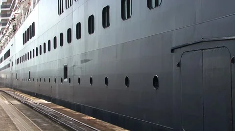 Cruise Ship Moving through the Panama Canal Stock Footage