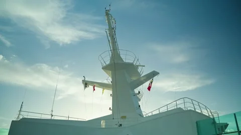 Cruise Ship Navigation Device and Flags  Stock Footage 258393190