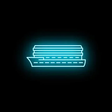 Cruise ship neon light displaying travel icon Stock Illustration