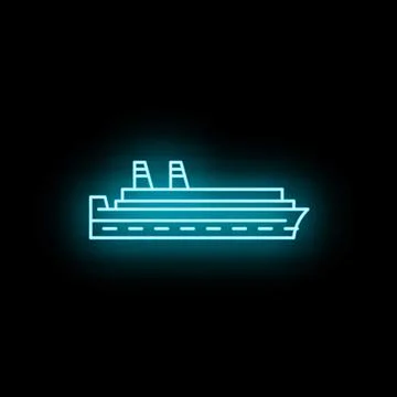 Cruise ship neon light vector line icon Illustrazione stock
