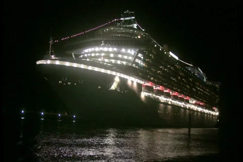 Cruise ship at night Stock Footage 100549