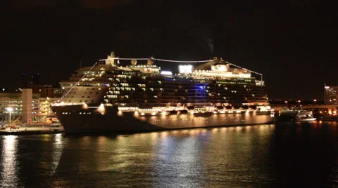 Cruise ship at night Stock Footage 45532441