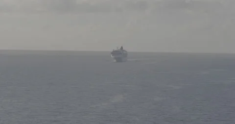Cruise Ship in Open Ocean Stock Footage 168436293