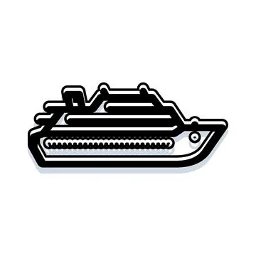 Cruise ship outline icon visualizing sea travel vacation Stock Illustration