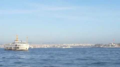 Cruise Ship Passing Bosphorus Stock Footage 48687080