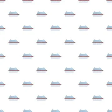 Cruise ship pattern repeating across white background 스톡 일러스트