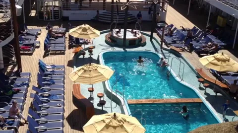 Cruise Ship Pool Timelapse Stock Footage 42386217