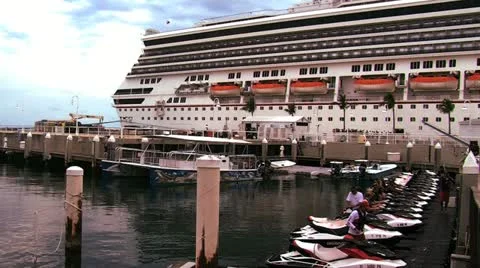 Cruise ship in Port Stock Footage 12420907