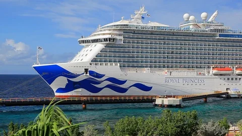 Cruise Ship in port Stock Footage 90096277