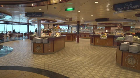Cruise ship restaurant, Windjammer cafe - Serenade of the seas Stock Footage 67195036
