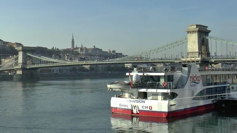 Cruise Ship River Danube Budapest Stock Footage 99162548
