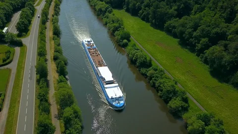 Cruise ship on river Stock Footage 129784248