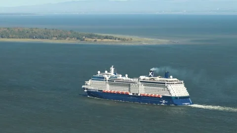 Cruise ship on river Stock Footage 317911649
