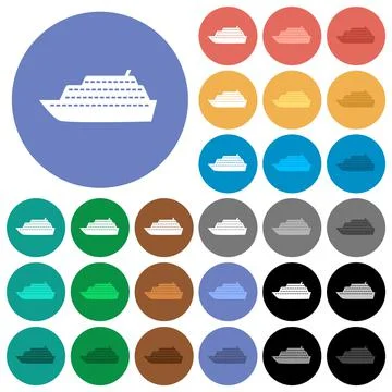 Cruise ship round flat multi colored icons Stock Illustration