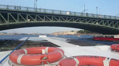 A Cruise Ship Sails Under The Trinity Bridge, Tourists On Board Enjoy The City Stock-Footage 159451728