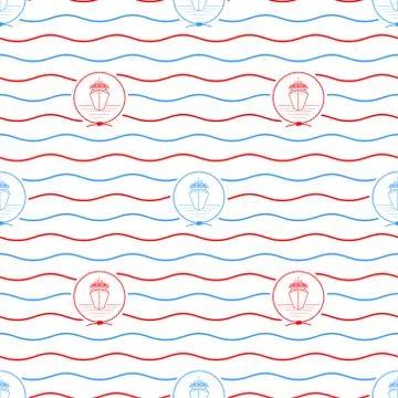 Cruise Ship, Seamless Pattern Stock Illustration