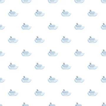 Cruise ship seamless pattern for summer vacation travel Illustrazione stock