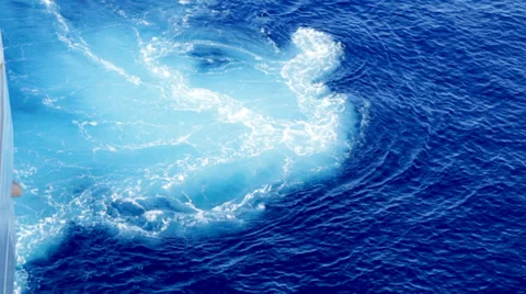 Cruise Ship side thruster wake Stock Footage 34279191