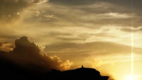 Cruise ship silhouette on sunset Video stock 141663264