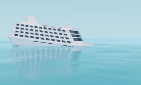 Cruise ship is sinking. 3d rendering Stock Illustration