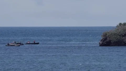 A cruise ship snorkeling excursion off the coast of The Galápagos Islands (4K). Stock Footage 341699757