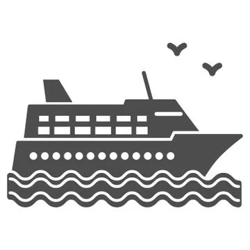 Cruise ship solid icon, Sea cruise concept, sail boat on waves sign on white イラスト素材