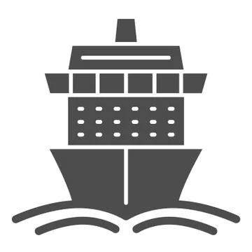 Cruise ship solid icon, Summer journey concept, Ship with waves sign on white Stockillustratie