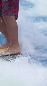 Cruise ship stand up surf wave pool recreation vertical HD Stock Footage 58563814