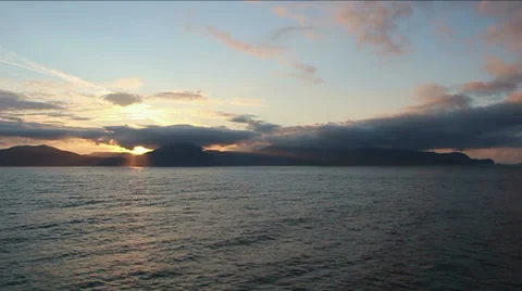 Cruise Ship Sunset #2 Stock Footage 33735669