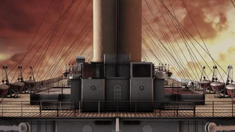 CRUISE SHIP IN SUNSET WITH CLOUDS Stock Footage 135681526