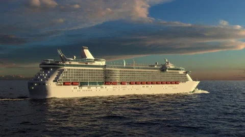 Cruise ship at sunset Stock Footage 61627635