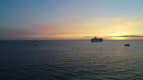 Cruise Ship Sunset Stock Footage 82370991