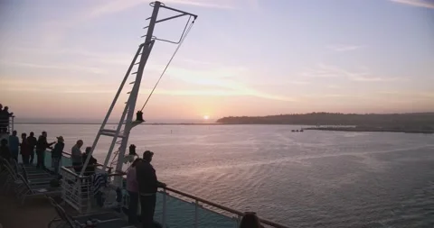 Cruise Ship Sunset Stock Footage 134656409