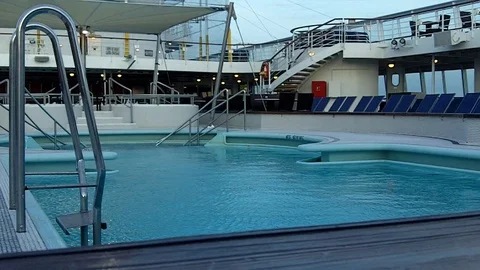Cruise ship swimming pool - empty Stock Footage 91840326
