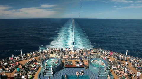 Cruise ship swimming pools P HD Stock Footage