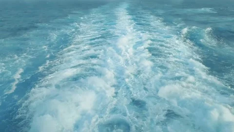 Cruise ship trace in ocean during bright summer day Stock Footage 168795656