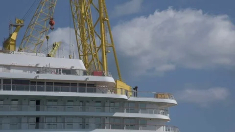 Cruise ship under construction, close up Stock Footage 80273952
