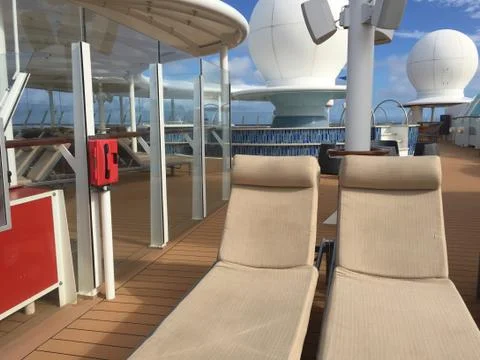 Cruise ship upper deck lounge 2 chairs JPG Stock Photos