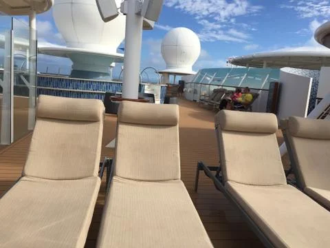 Cruise ship upper deck lounge 3 chairs JPG Stock Photos