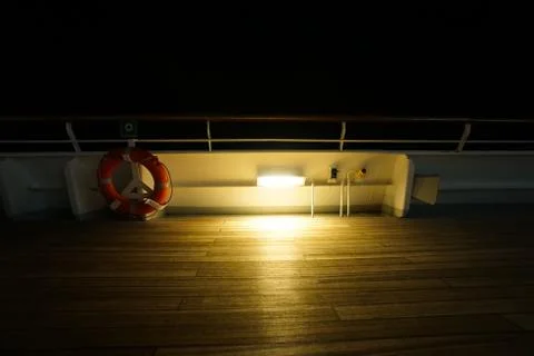 Cruise Ship Upper deck in the night time Stock Photos