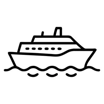 Cruise ship vector line icon Stock Illustration