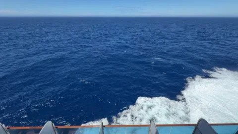 Cruise Ship View Water Waves Crashing Beautiful Blue Atlantic Ocean. Balcon.. Stock Footage 336925983